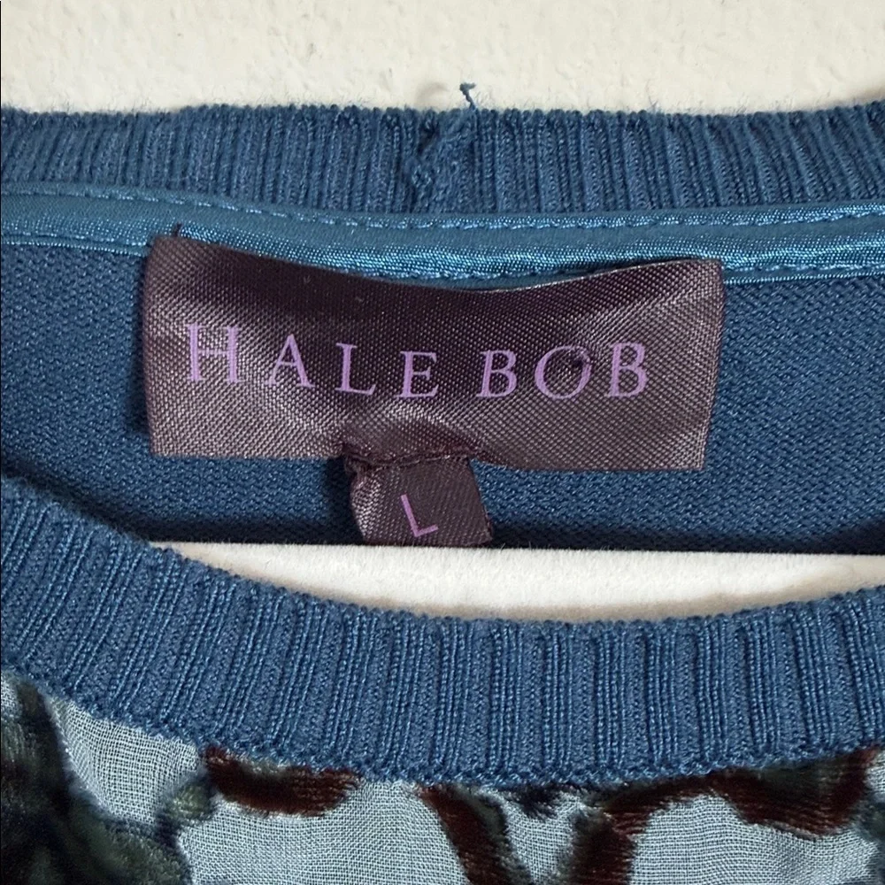 Hale Bob Sheer Velvet Burnout Sweater Size Large